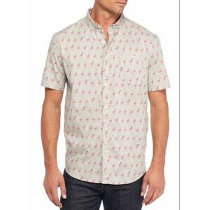 Flamingo Sunglasses Button Shirt Retrofit Men's XXL Tropical Funny Graphic Shirt